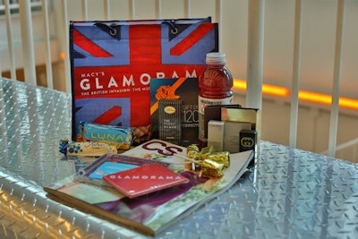 Gift bags—splashed, of course, with Union Jacks—were stuffed with items including bottles of VitaminWater, mirrors with the Glamorama logo, See's candies, and the latest copy of CS magazine.