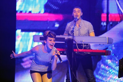 Pop duo Karmin—who haven't been in short supply at events this summer—did an energetic set that had the sound system up high.