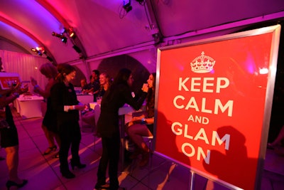Playing off the iconic 1939 'Keep Calm and Carry On' sign developed by the British government, signs appeared throughout the event that put a slight twist on a slogan to tie into sponsor activations. Near Lancome's station, a sign encouraged guests to 'Keep Calm and Glam On.'