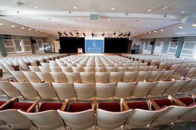 Koumantzelis Auditorium located in Lindsay Hall, seats 480 people