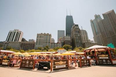 On Saturday, guests hopped on trolleys and headed to the Oak Street Beach for the appropriately named 'Beachside Bash.' Hanging signage at the venue called out sponsors, and Axe Hair, Doritos, and Bacardi all offered products—and, in the case of Axe Hair, scalp massages—at the event.