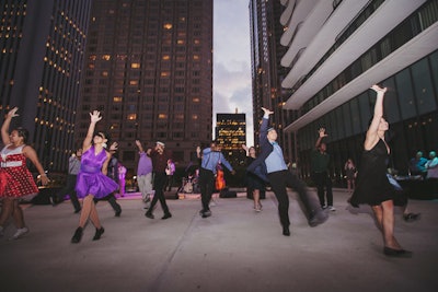 On Friday night, the weekend kicked off with the 1920s-style 'Wayback Ball' on the garden terrace of the Radisson Blu Aqua Hotel. Thrillist put on its first costume party, encouraging guests to wear retro gear, and many did turn out in fedoras or flapper dresses. There was also an era-appropriate performance from Chicago Culture Shock, which did a flash-mob-style swing dance.