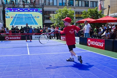 The Rogers Cup Live event took over Dundas Square at National Bank Headquarters last week. Fans could watch the match on large TV screens, and kids could play on a mini tennis court.