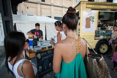 Attendees can sip on cool treats like spiked shaved ice and ice cream from the various food trucks that stop by the promotion.