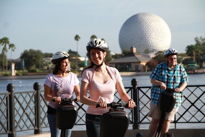 Beginning September 17, Disney will offer a new Segway tour at Epcot. The 'Keep Moving Forward: See the World, Share the Dream Segway Tour' lasts three hours and includes a Segway training lesson, breakfast at Sunshine Seasons, an in-depth tour of World Showcase, and an exclusive Disney pin. Groups can book a private tour for as many as 10 people.