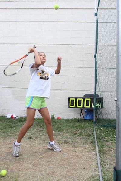 A netted area behind the main court allowed guests to practice their serve and clock its speed.