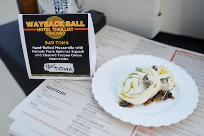 The ball offered bites from six local restaurants, including Bar Toma, which served hand-rolled mozzarella with local summer squash and charred onion marmellata.