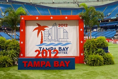 As guests entered Tropicana Field they could have their picture taken in front of a large, postcard-like backdrop.