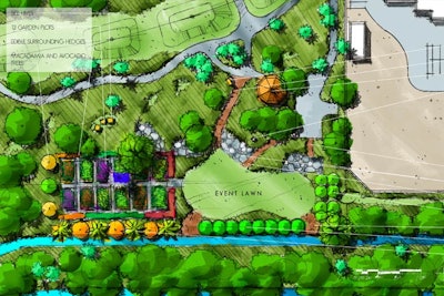 Whisper Creek Farm is the name for a new event lawn and garden being built at Grande Lakes Orlando. During events on the lawn, guests will be encouraged to walk among the garden and sample fruits and vegetables.