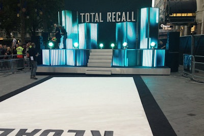 The arrivals area for the London premiere of Total Recall used 150 LED tiles to create a futuristic atmosphere consistent with the movie.