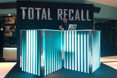 A DJ spun tunes from a booth fronted with 22 LED tiles.