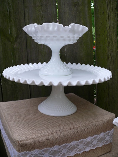Vintage China Hire offers an eclectic mix of vintage and antique tableware for events. The rental company recently acquired milk glass cake stands, which, when loaded with fall-coloured desserts, can make a stylish impact on a dessert buffet.