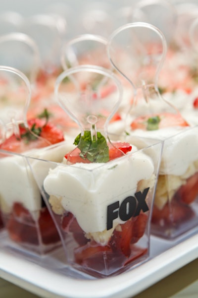 Fox-branded cups held mini desserts from Alligator Pear.