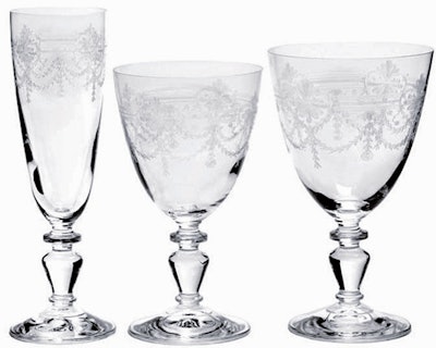 Vintage etched glassware, $2 each, available in Chicago from Hall’s