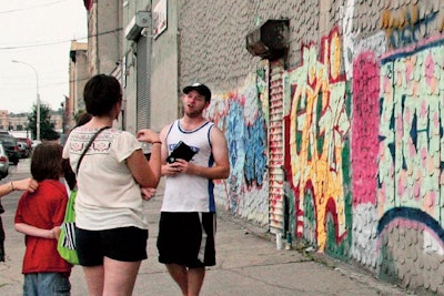 In New York, Philadelphia, and Los Angeles, street-art tourism company Graff Tours offers tours and learning experiences that explore graffiti culture. Teambuilding activities include 90-minute lessons led by graffiti artists and construction of a collaborative mural. Ninety-minute tours start at $15 per person, and workshops start at $45.