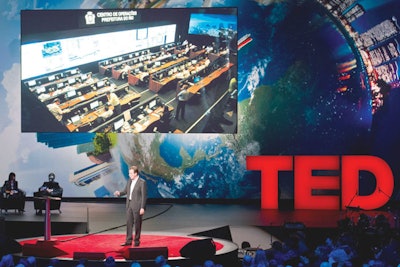 As part of the TED Conference’s clean, on-brand stage design, producers used oversize letters that spelled TED to serve as the stage’s focal point.