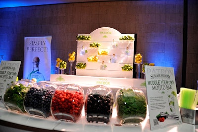A muddle-your-own-mojito bar from sponsor Patrón offered fruits of various kinds.