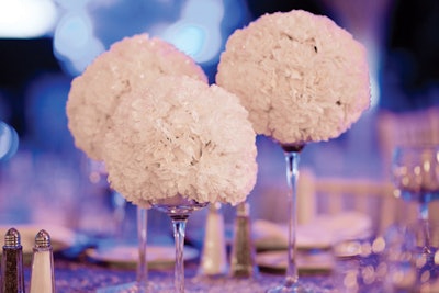 14. White Floral 'Snowball' Centerpieces