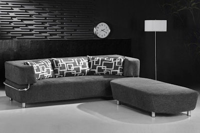 Leslee Bell of Decor & More predicts that this fall, lounge areas will move away from the all-white leather look and instead incorporate textured fabrics such as suede, chenille, herringbone, and wide whale corduroy. Think grey—soft oyster, pewter, and charcoal—sofas paired with ottomans and pillows upholstered in designer prints.