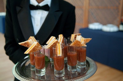 Chilled gazpacho with mini grilled cheese
