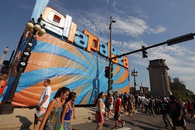 This August, almost 100,000 people flocked to the city of Chicago for Lollapalooza in Grant Park. Oversize signage marked the entrance to the festival, and as the sun set, the letters on top were illuminated.