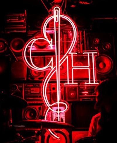 The company brought a neon sign of the Cole Haan logo to both nightclub events.