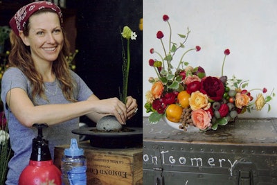 'Fall is harvest time!' said Clover Chadwick of Dandelion Ranch in Los Angeles. 'We love using gourds, fruiting branches, rose hips, pomegranates, bittersweet, pumpkins, Indian corn, and wheat; the list goes on. All these ingredients add texture and dimension to your arrangements. When paired with the flowers of the season, the result is reminiscent of an Old World still life.'