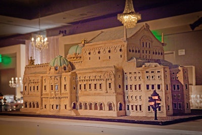 The national tour of The Phantom of the Opera closed in Los Angeles in 2010, and after the final curtain call at the Pantages Theatre, guests moved to the W Hollywood for a party that borrowed its look and feel from the show's Palais Garnier opera house setting. A Wish and a Whisk created a cake that replicated the Parisian structure.