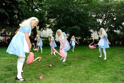 The sixth annual gala fund-raiser for the National Ballet of Canada, inspired by Alice and called 'Mad Hot Wonderland,' was held in Toronto in June 2011. Staffers dressed as Alice played croquet with flamingo mallets and hedgehog balls on Osgoode Hall's lawn, across the street from the venue. Later, guests could purchase raffle tickets from staffers dressed up as Alice, who dispersed themselves throughout the party.