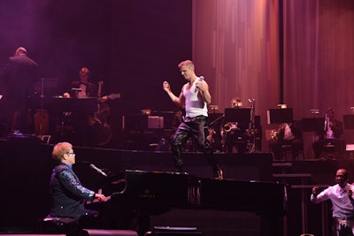 Elton John and the Scissor Sisters performed together onstage at the Sony Centre.
