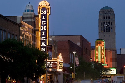 The historic Michigan Theater on Main Street