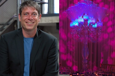 Jeffrey Foster of Event Creative in Chicago added fiber optics to arrangements of baby's breath at the Adler Planetarium's Celestial Ball on September 8. The tiny lights gave the flowers an appropriately 'ethereal glow,' Foster said. He'll also be using fiber optics at the Chicago Symphony Orchestra's upcoming Symphony Ball—a mockup for the event is shown here, and the final arrangements will have flowers around the bases. 'The Symphony Ball's theme is 'Seize the Night,' which made me think of lights,' he said.