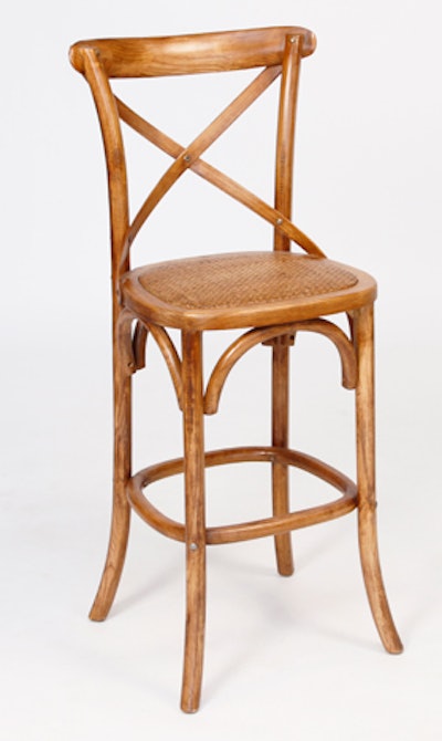 Contemporary Furniture Rentals' new Farmhouse barstool would be ideal at a rustic fall event. The company also offers a matching dining chair.