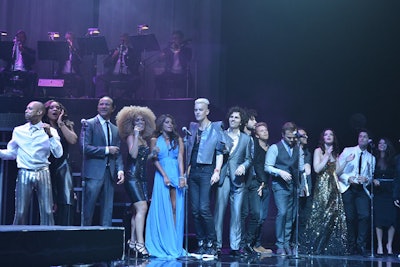 Performers from the evening, including Diamond Rings and Kreesha Turner, sang 'I'm Still Standing' with Elton John for the finale.
