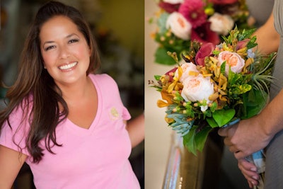 Yumiko Fletcher from Hana Floral Design in Mystic, Connecticut, is mixing all kinds of orange flowers with seasonal accents this fall. 'Orange pincushion proteas mixed with orange dahlias and peach garden roses are some great combinations, along with succulents and air plants, which are still very popular,' she said. 'Take out the pincushions, succulents, and air plants, and instead add in some millet, hay, and berries, and you've got a really soft fall palette that's playing off the color of the year.'