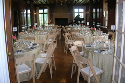Music room set for seated dinner