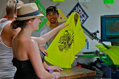 At the Bonnaroo Music & Arts Festival this year, Ford presented 3,000 festival attendees with silk-screened T-shirts. The designs were inspired by art from mural artists painting at the festival.