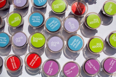 If you liked the hooch, he made super plentiful extras. They all had different clever phrases on the tops. Some people (ahem) even ended up pocketing a bunch of containers, supposedly for their “boyfriend.”