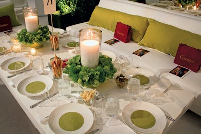 White couches and low tables made the dinner setup feel more relaxed at the Museum of Modern Art’s Party in the Garden in New York in May.