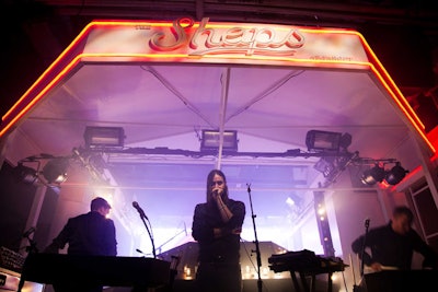 Swedish indie band Miike Snow performed at the preview party; Alexandra Richards served as the DJ early in the evening.