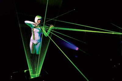 Lumina the Laser Violinist puts a futuristic spin on a classic instrument. The musicians, booked solo or as a duo or trio, play with a laser bow while standing among pulsing light beams. Based in the U.K., Lumina travels worldwide; fees range from $5,000 to $12,000 not including travel costs.