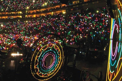 Xylobands in action at a Coldplay concert.