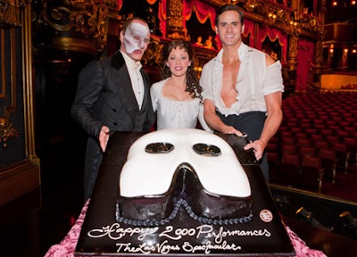 When Phantom: The Las Vegas Spectacular celebrated its 2,000th performance in February, organizers looked to Las Vegas's Freed's Bakery to create a giant cake in the well-known shape of the phantom's white mask.