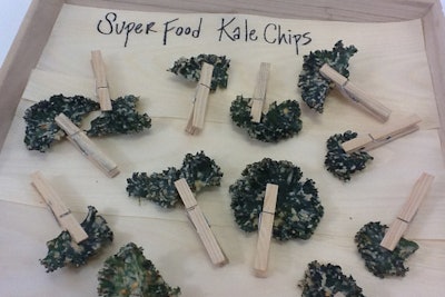 Kale is having a moment—the leafy green vegetable is making its way onto restaurant and catering menus alike. For health-conscious clients, Design Cuisine has crafted a new 'super foods' menu that features roasted kale chips (pictured), caramelized cauliflower, and bison meat.
