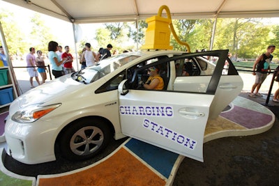 The Toyota Prius activation in Chicago's Grant Park for Lollapalooza this year offered a model car that doubled as a charging station. Inside the vehicle as many as five festival-goers could recharge their gadgets.