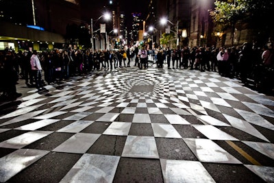 An installation dubbed 'Flat Space' created an optical illusion in zone B, outside of City Hall.