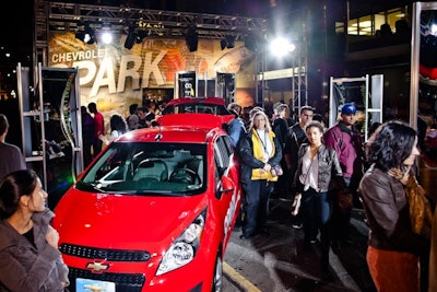 In addition to the drive-though carnival, Chevrolet created an environment for spectators, complete with cotton candy, popcorn, and fun-house mirrors.