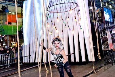 'Fun House' took over Bay Street from Adelaide to King in zone A. The installation was filled with performers, and onlookers watched from the sidewalk.