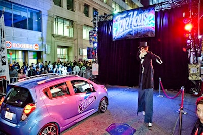 Sponsor Chevrolet showed off the new Spark car with an installation dubbed 'Fun House.' Visitors lined up to take a ride in the vehicle through the creepy, carnival-inspired activation.
