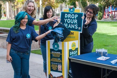 Sparks trained the student groups how to conduct the denim recycling drives on their campuses and also provided collection bins, posters, and other materials.